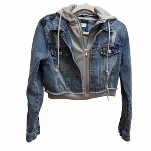Love Tree Hooded Denim Jacket Size Small
